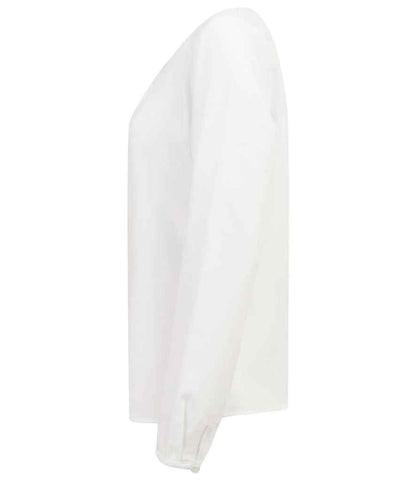 Henbury Ladies Pleat Front Long Sleeve Blouse