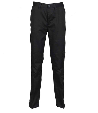 Henbury 65/35 Flat Fronted Chino Trousers in Black