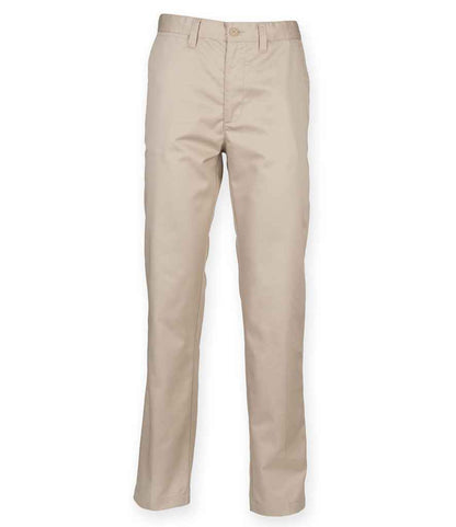 Henbury 65/35 Flat Fronted Chino Trousers in Stone