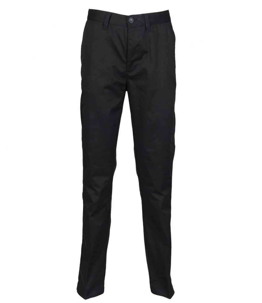 Henbury Ladies 65/35 Flat Fronted Chino Trousers in Black