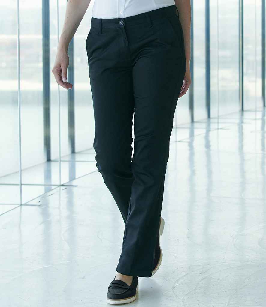 Henbury Ladies 65/35 Flat Fronted Chino Trousers - model image