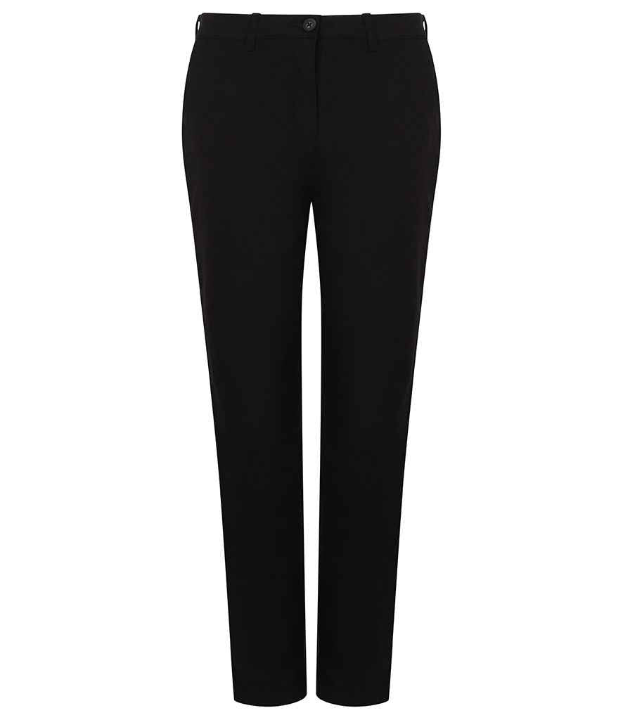 Henbury Ladies Stretch Chino Trousers in Black