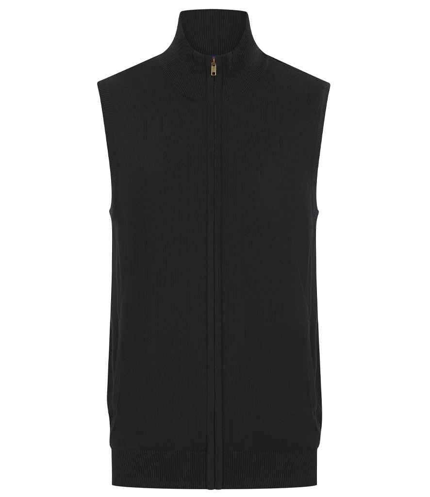 Henbury Sleeveless Zip Through Jumper in Black