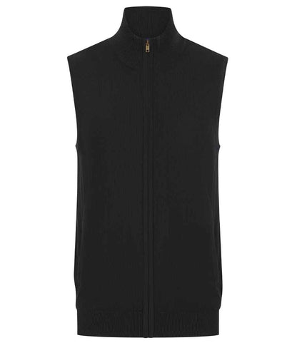 Henbury Sleeveless Zip Through Jumper in Black