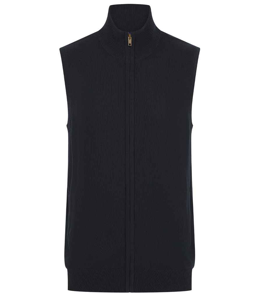 Henbury Sleeveless Zip Through Jumper in Navy