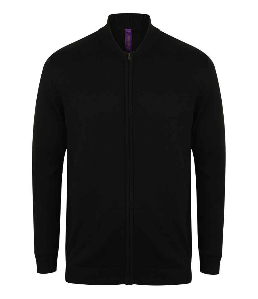 Henbury Unisex Zip Through Cardigan in Black