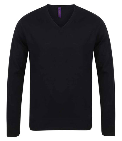 Henbury Lightweight Cotton Acrylic V Neck Sweater