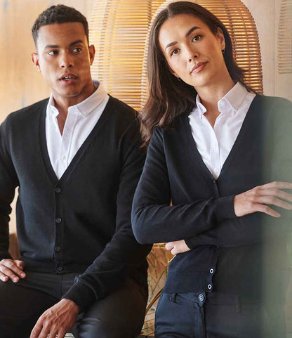Henbury Lightweight Cotton Acrylic V Neck Cardigan - model image