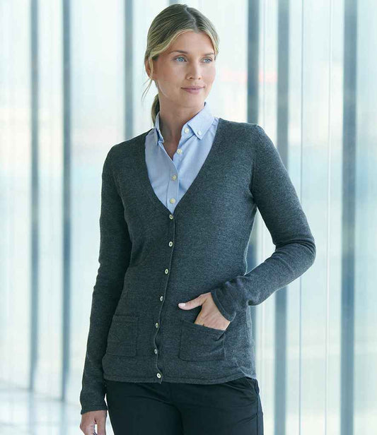 Henbury Ladies Cotton Acrylic V Neck Cardigan