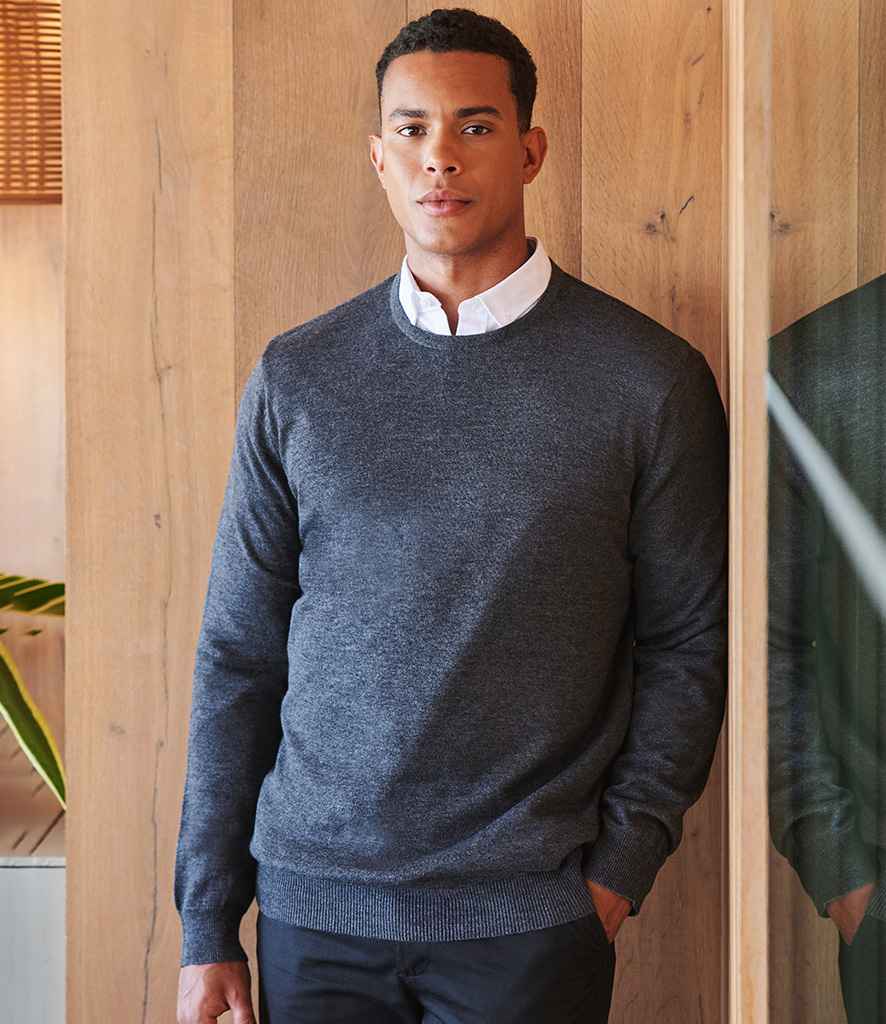 Henbury Lightweight Cotton Acrylic Crew Neck Sweater - model image