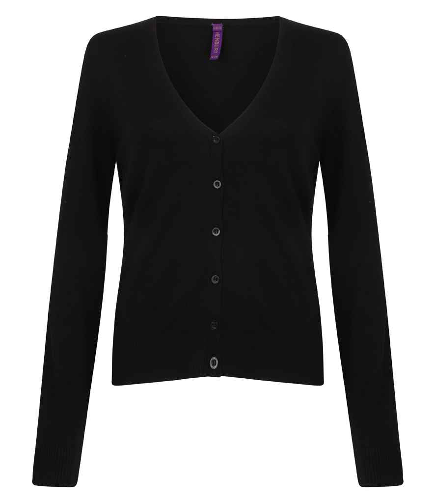 Henbury Ladies Lightweight V Neck Cardigan in Black