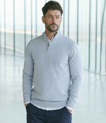 Henbury Zip Neck Sweater - model image