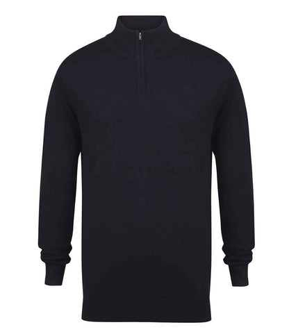 Henbury Zip Neck Sweater in Navy