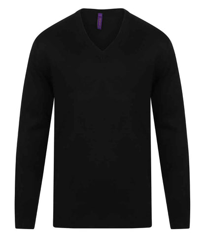 Henbury Acrylic V Neck Sweater in Navy
