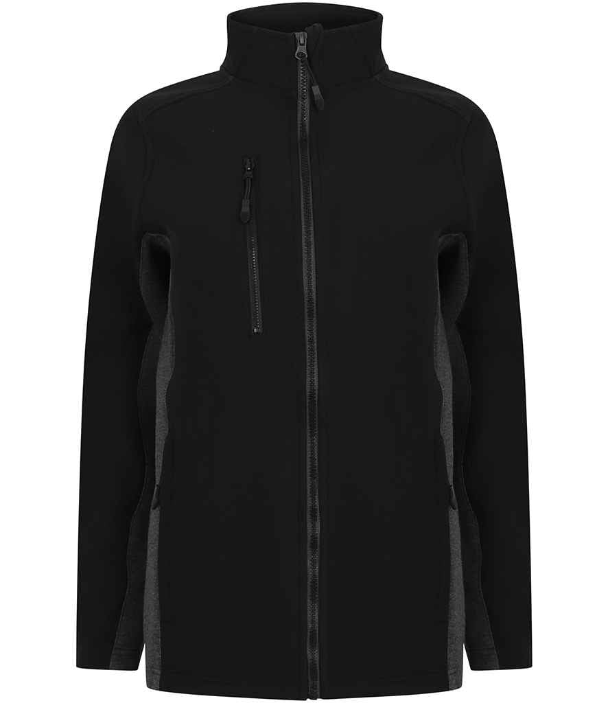 Henbury Unisex Contrast Soft Shell Jacket in Black/Charcoal