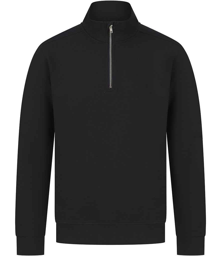 Henbury Henbury Unisex Sustainable 1/4 Zip Sweatshirt Black