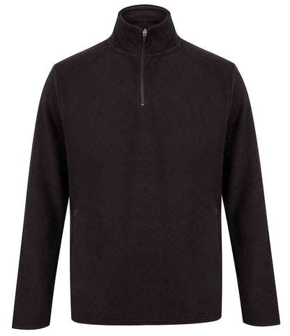 Henbury Zip Neck Micro Fleece in Black