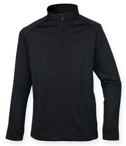 Henbury Henbury Zip Neck Wicking Top Black