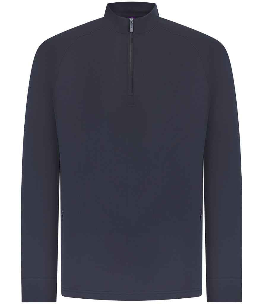 Henbury Zip Neck Wicking Top in Navy