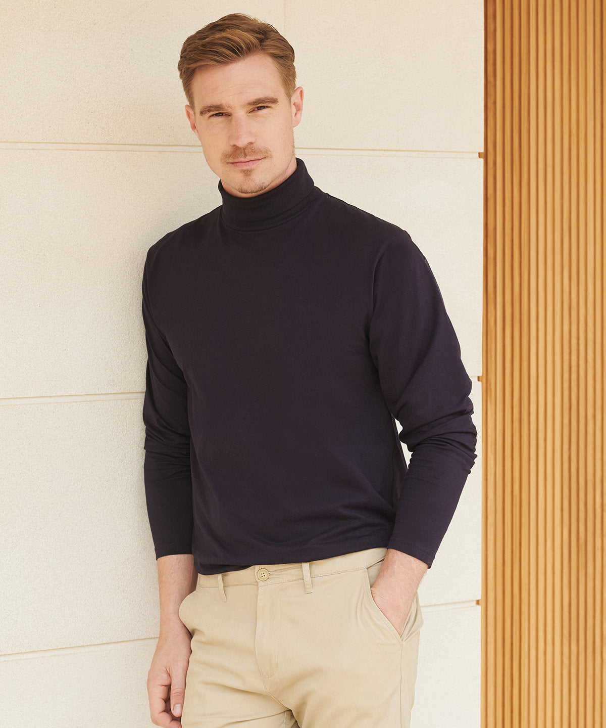 Henbury Long sleeve roll neck top Black
