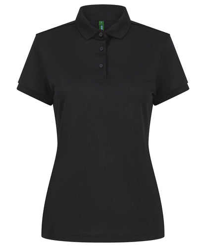 Henbury Women’s recycled polyester polo shirt Black