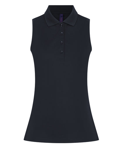 Henbury Women’s sleeveless Coolplus® polo shirt Navy
