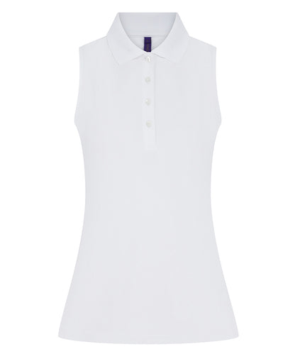 Henbury Women’s sleeveless Coolplus® polo shirt White