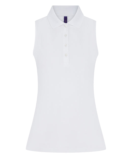 Henbury Women’s sleeveless Coolplus® polo shirt White