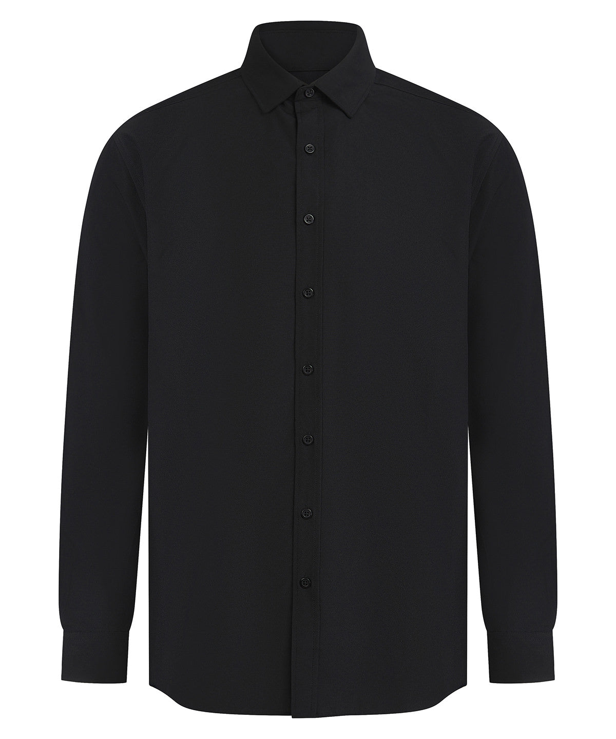 Henbury Long sleeve ‘cotton-feel’ Coolplus® shirt Black