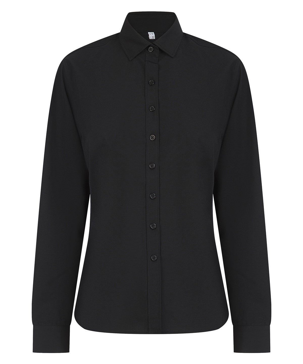 Henbury Women’s long sleeve ‘cotton-feel’ Coolplus® shirt Black