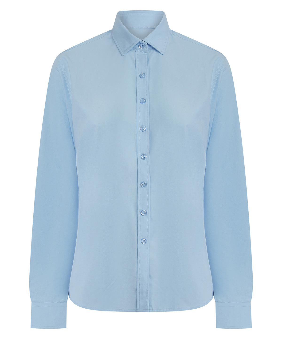 Henbury Women’s long sleeve ‘cotton-feel’ Coolplus® shirt Light Blue