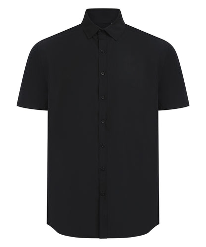 Henbury Short sleeve ‘cotton-feel’ Coolplus® shirt Black