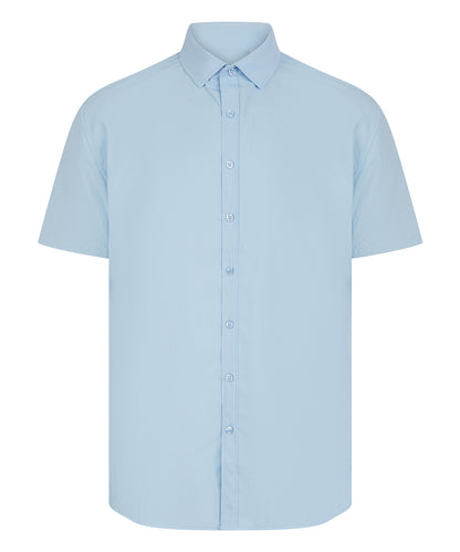 Henbury Short sleeve ‘cotton-feel’ Coolplus® shirt Light Blue