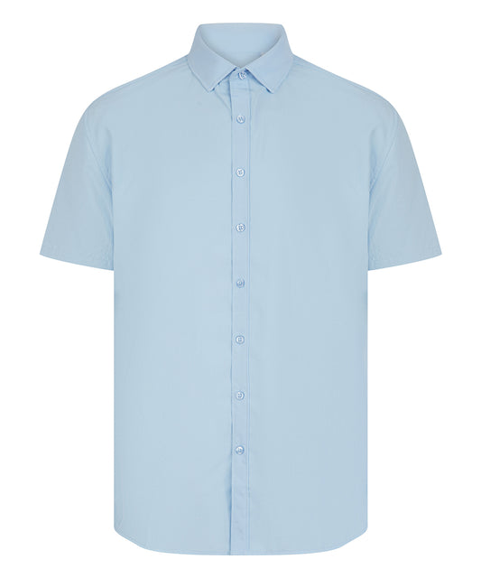 Henbury Short sleeve ‘cotton-feel’ Coolplus® shirt Light Blue
