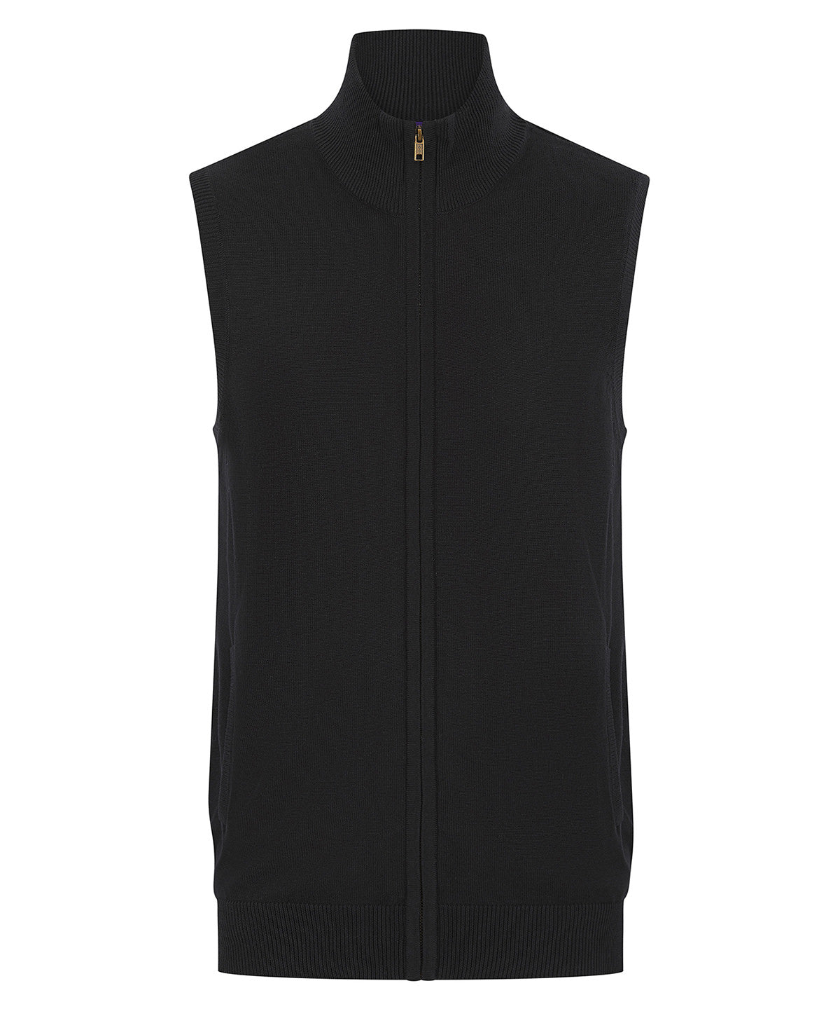 Henbury Sleeveless zip-through jumper Black