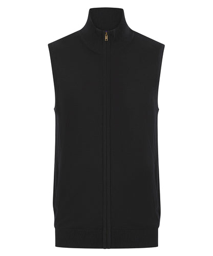 Henbury Sleeveless zip-through jumper Black