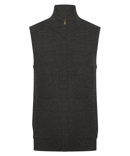 Henbury Sleeveless zip-through jumper Grey Marl