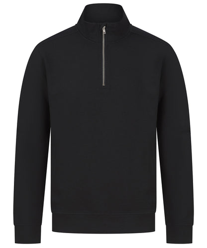 Henbury Unisex sustainable ¼-zip sweatshirt Black