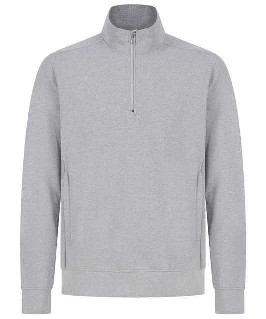 Henbury Unisex sustainable ¼-zip sweatshirt Heather Grey