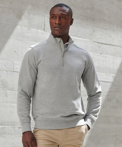 Henbury Unisex sustainable ¼-zip sweatshirt Black