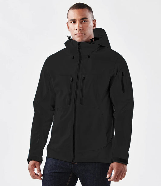 Stormtech Epsilon 2 Hooded Soft Shell Jacket - Black/Graphite Grey - Model