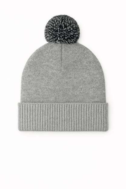 Uneek Pom Pom Beanie Heather Grey/Black
