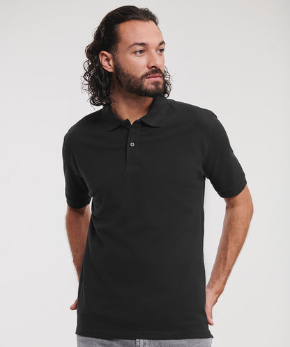 Russell Classic cotton piqué polo Black*