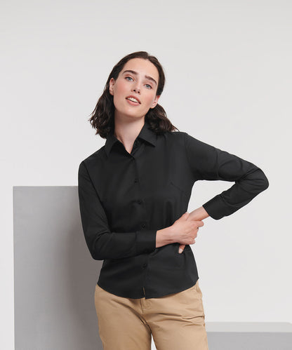 Russell Women's long sleeve easycare Oxford shirt Black