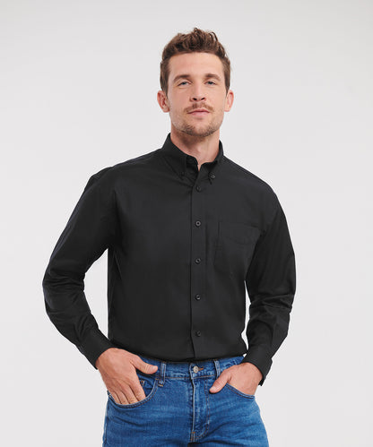 Russell Long sleeve easycare Oxford shirt Black