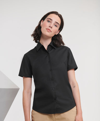 Russell Women's short sleeve Oxford shirt Black