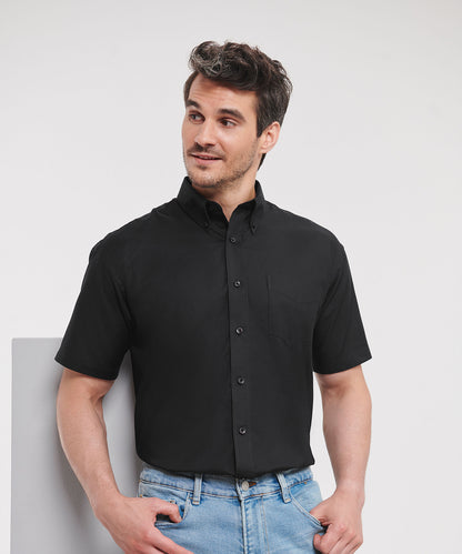 Russell Short sleeve easycare Oxford shirt Black
