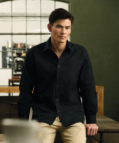 Russell Long sleeve polycotton easycare poplin shirt Black