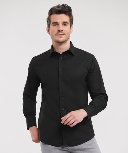 Russell Long sleeve easycare fitted shirt Black