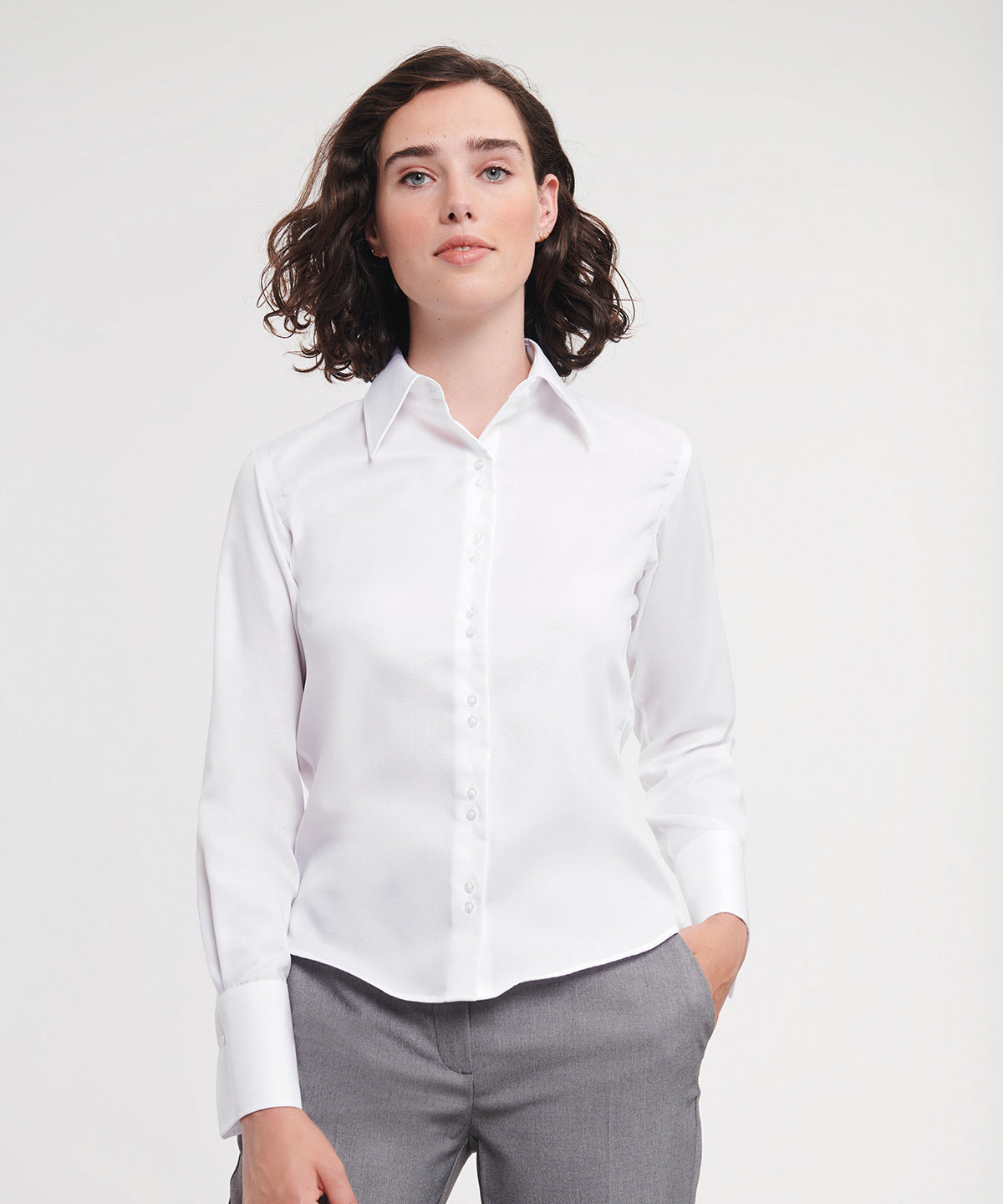 Russell Women's long sleeve ultimate non-iron shirt Black